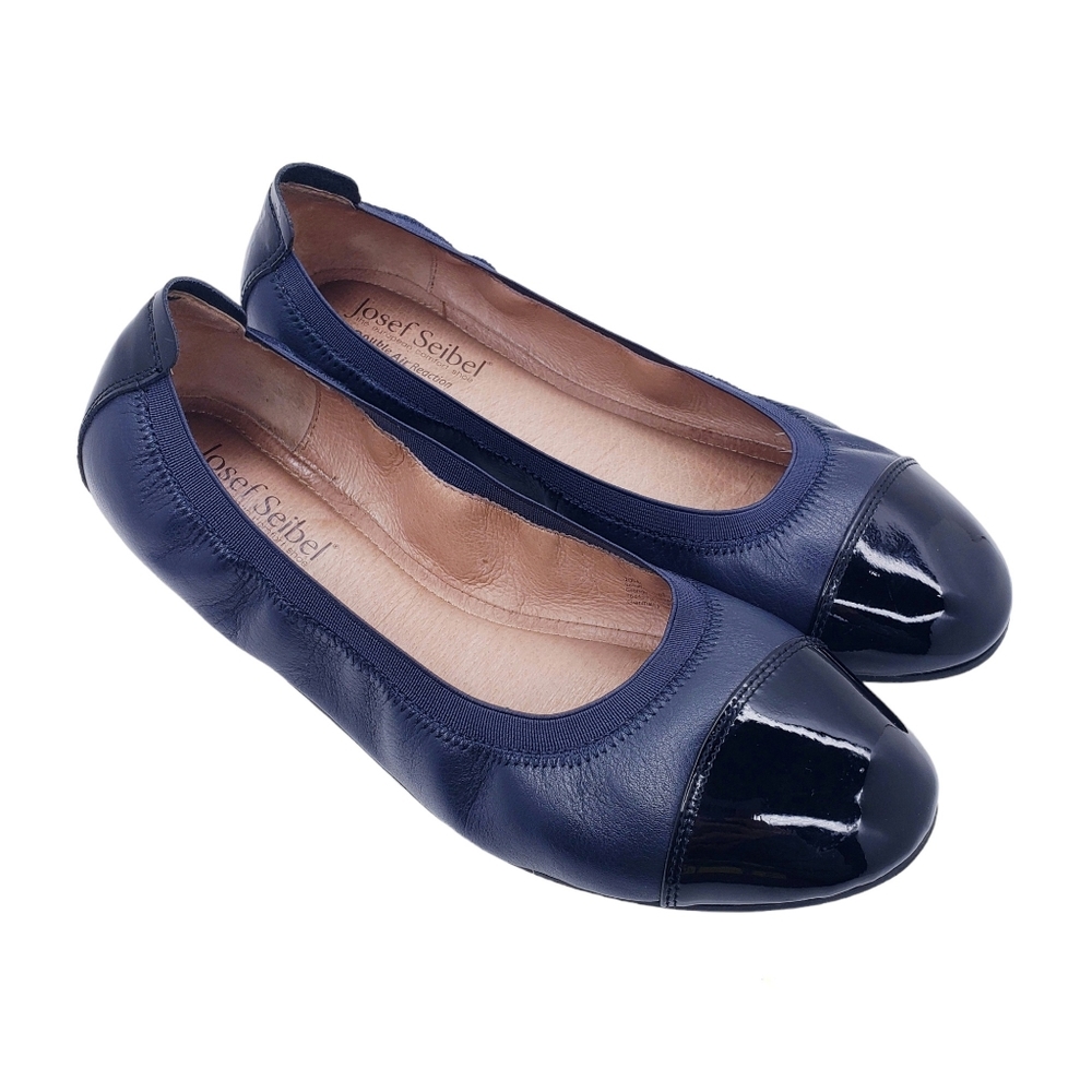Josef Seibel Navy Blue Pippa Leather Ballet Flats Women's Size 40 / US 9-9.5